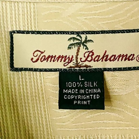 Tommy Bahama Mens Hawaiian Shirt Green Palm Trees Short Sleeve 100% Silk L - Picture 6 of 7